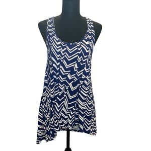 THAKOON Blue and White Chevron Tank Top Size Medium
